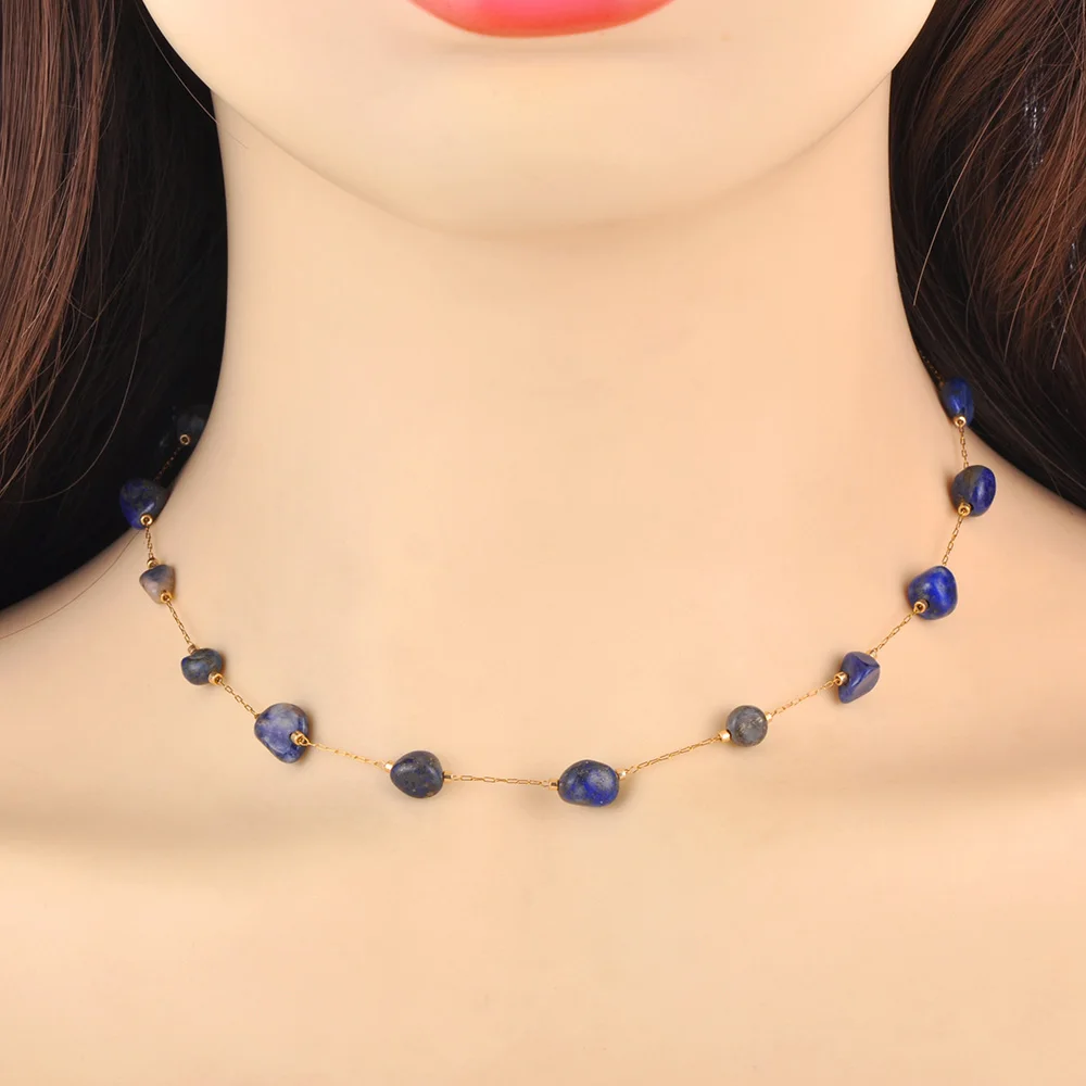 Lokaer Colorful Natural Stone Beads Necklace Bracelet Sets for Women Trendy Bohemia Stainless Steel Handmade Jewelry Tiki N24081