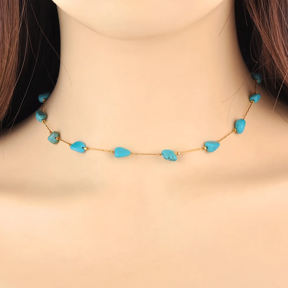 Lokaer Colorful Natural Stone Beads Necklace Bracelet Sets for Women Trendy Bohemia Stainless Steel Handmade Jewelry Tiki N24081