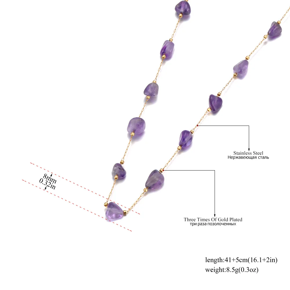 Lokaer Colorful Natural Stone Beads Necklace Bracelet Sets for Women Trendy Bohemia Stainless Steel Handmade Jewelry Tiki N24081