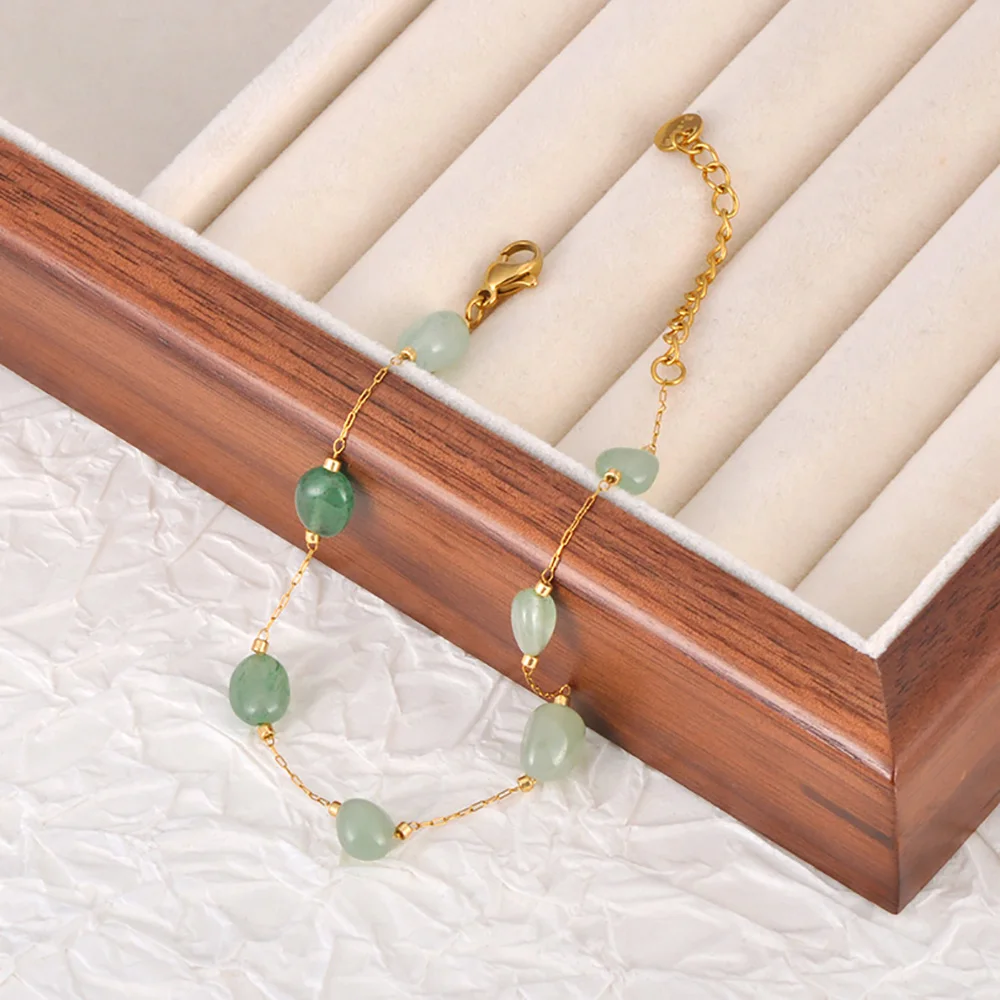 Lokaer Colorful Natural Stone Beads Necklace Bracelet Sets for Women Trendy Bohemia Stainless Steel Handmade Jewelry Tiki N24081