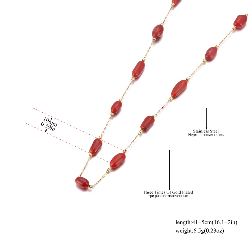 Lokaer Colorful Natural Stone Beads Necklace Bracelet Sets for Women Trendy Bohemia Stainless Steel Handmade Jewelry Tiki N24081