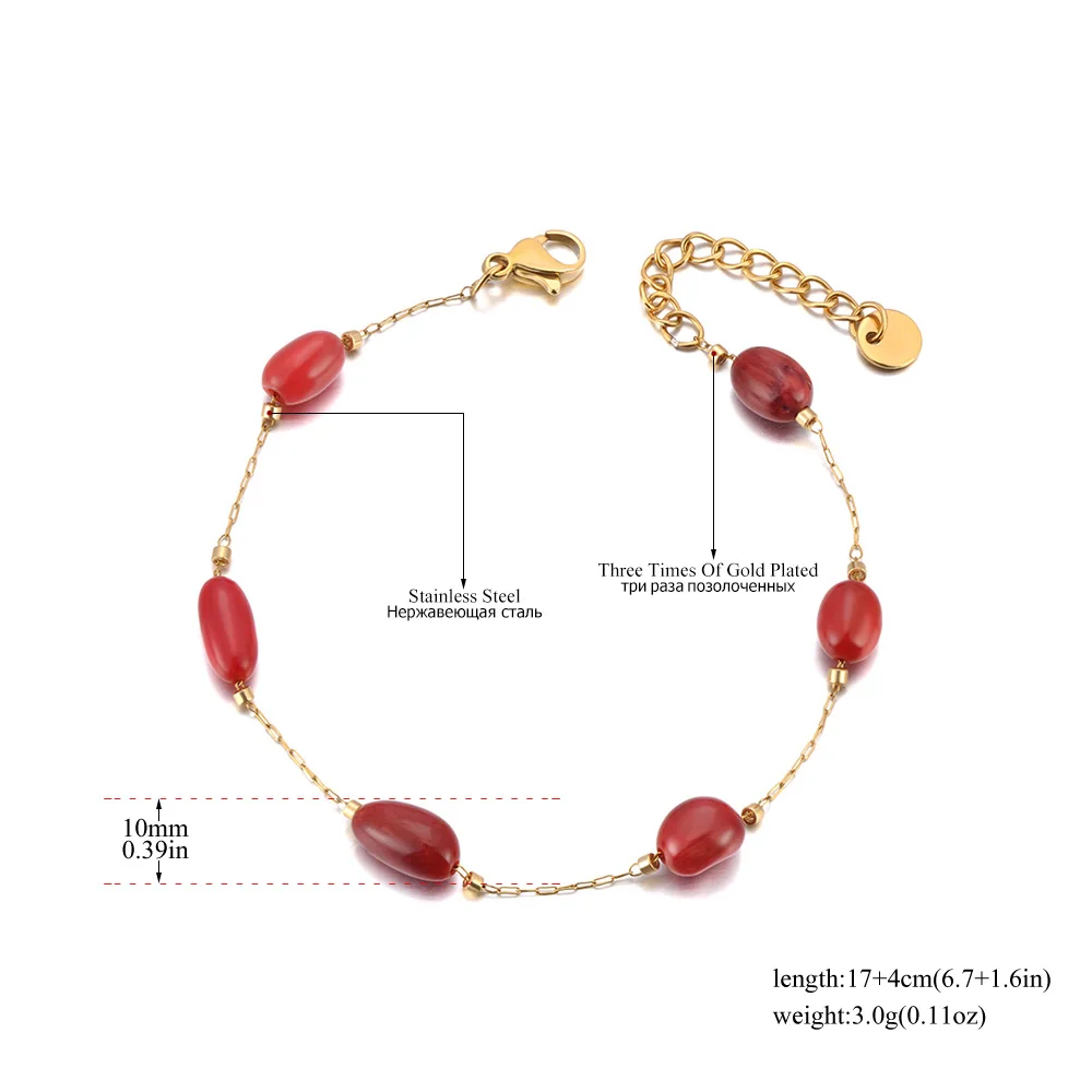 Lokaer Colorful Natural Stone Beads Necklace Bracelet Sets for Women Trendy Bohemia Stainless Steel Handmade Jewelry Tiki N24081