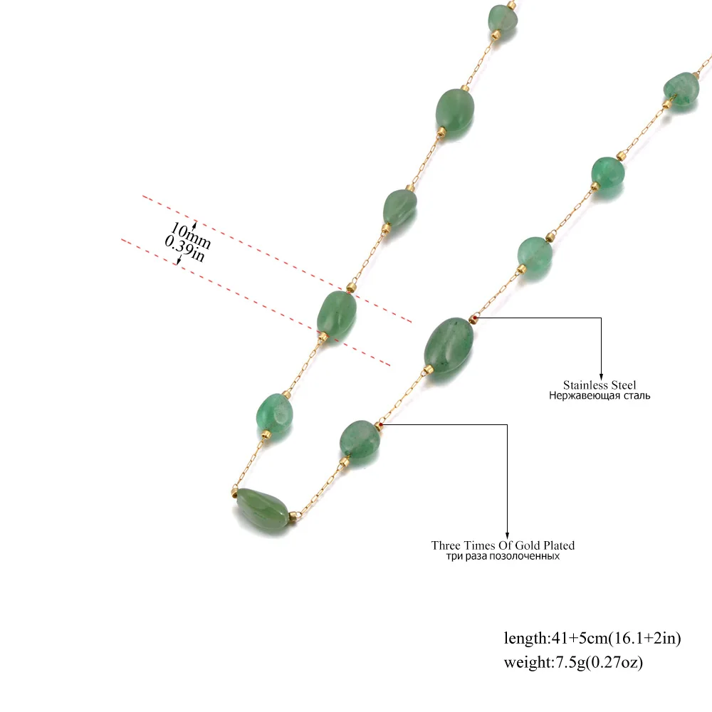 Lokaer Colorful Natural Stone Beads Necklace Bracelet Sets for Women Trendy Bohemia Stainless Steel Handmade Jewelry Tiki N24081