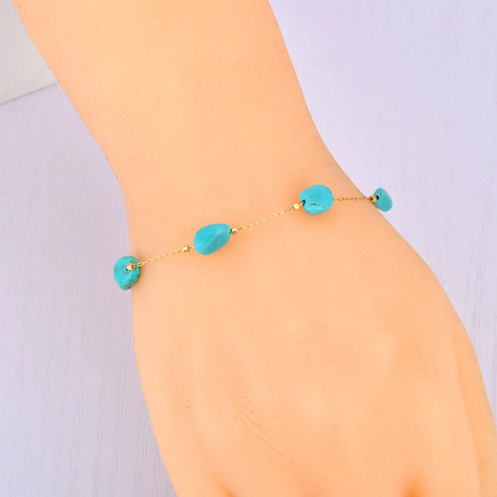 Lokaer Colorful Natural Stone Beads Necklace Bracelet Sets for Women Trendy Bohemia Stainless Steel Handmade Jewelry Tiki N24081