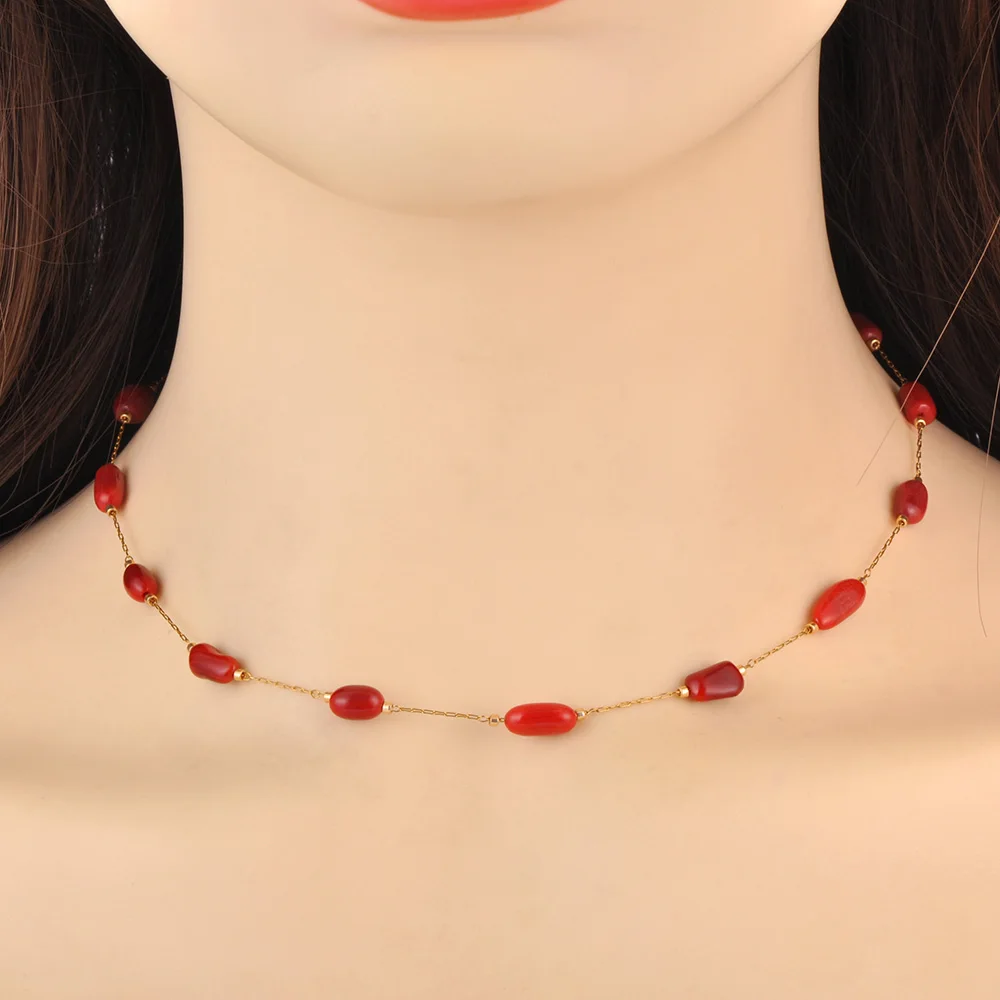 Lokaer Colorful Natural Stone Beads Necklace Bracelet Sets for Women Trendy Bohemia Stainless Steel Handmade Jewelry Tiki N24081