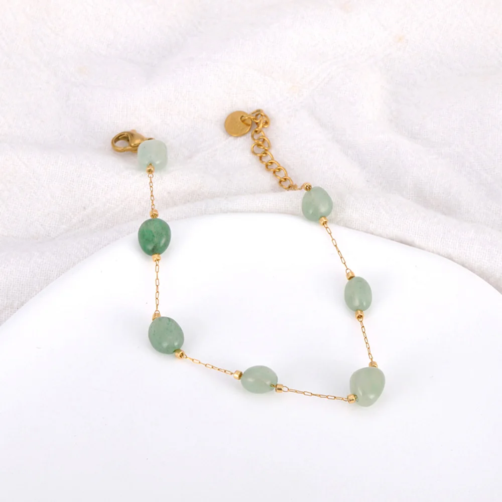 Lokaer Colorful Natural Stone Beads Necklace Bracelet Sets for Women Trendy Bohemia Stainless Steel Handmade Jewelry Tiki N24081