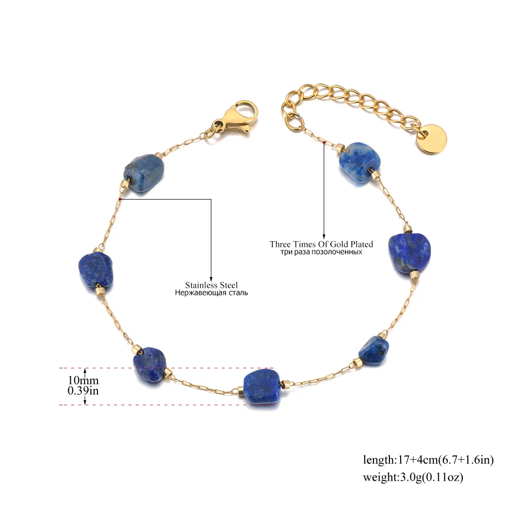 Lokaer Colorful Natural Stone Beads Necklace Bracelet Sets for Women Trendy Bohemia Stainless Steel Handmade Jewelry Tiki N24081