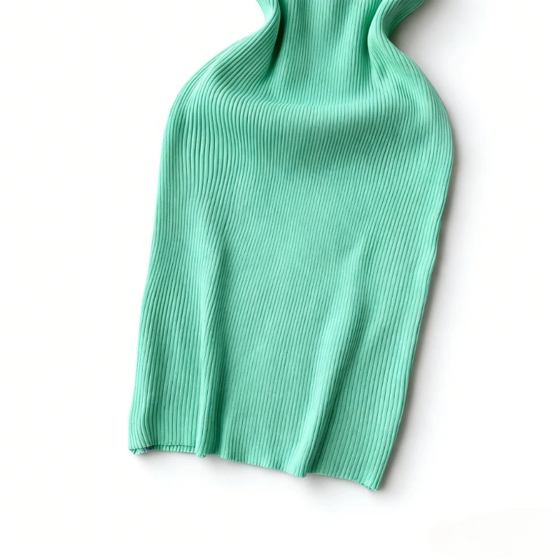 Women's Mint Green Sleeveless Halter Neck Sundress Stretchy Ladies Knit Bodycon Mini Dress Casual Summer Clubwear Dress Outfits