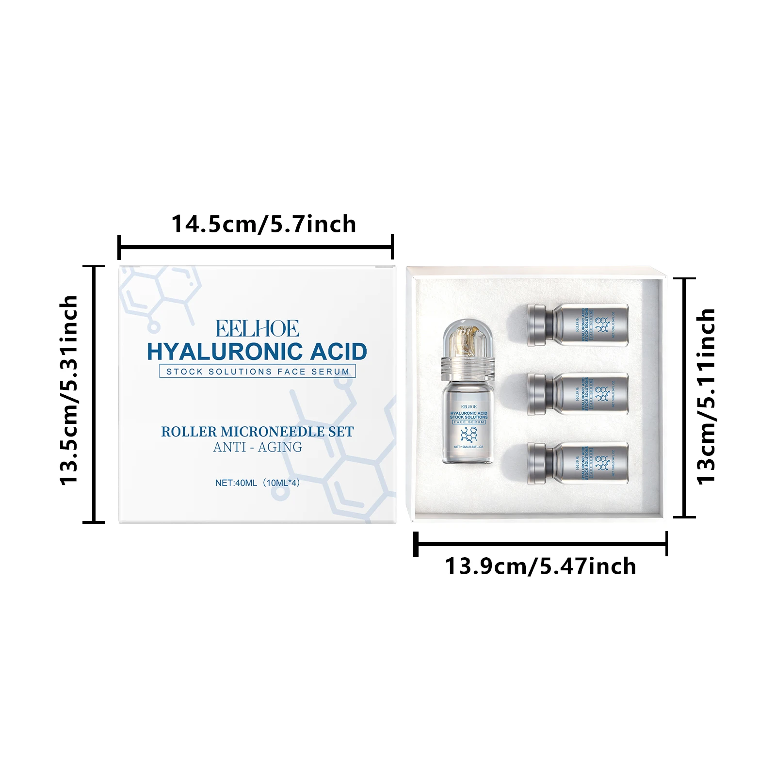 Hyaluronic Acid 0.25mm Microneedle Serum Set Deep Hydration Boost Essence Absorption Smooth Texture Ampoule Facial Skincare