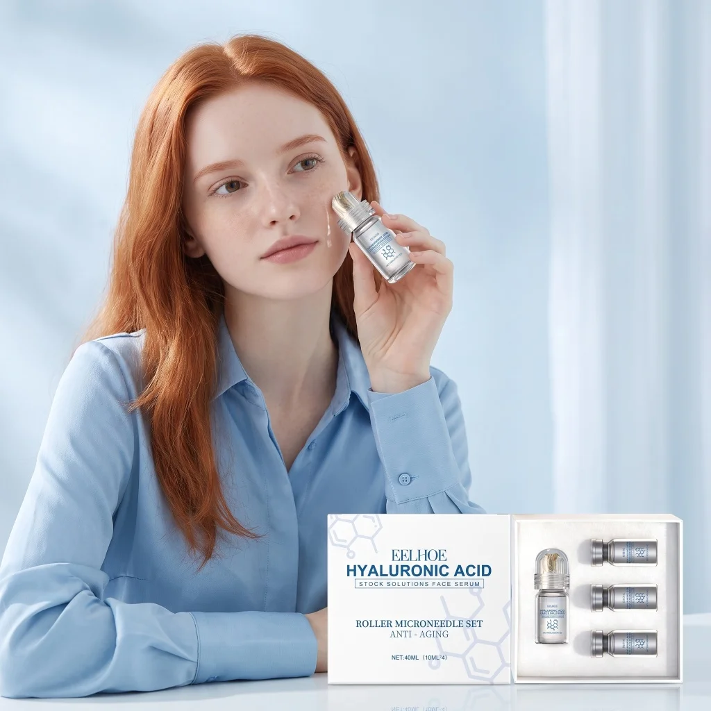 Hyaluronic Acid 0.25mm Microneedle Serum Set Deep Hydration Boost Essence Absorption Smooth Texture Ampoule Facial Skincare