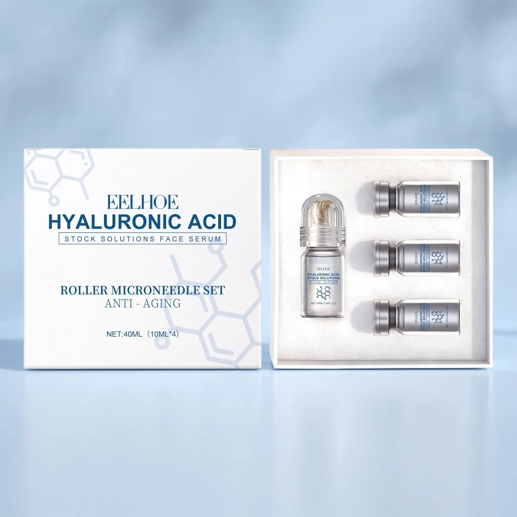 Hyaluronic Acid 0.25mm Microneedle Serum Set Deep Hydration Boost Essence Absorption Smooth Texture Ampoule Facial Skincare