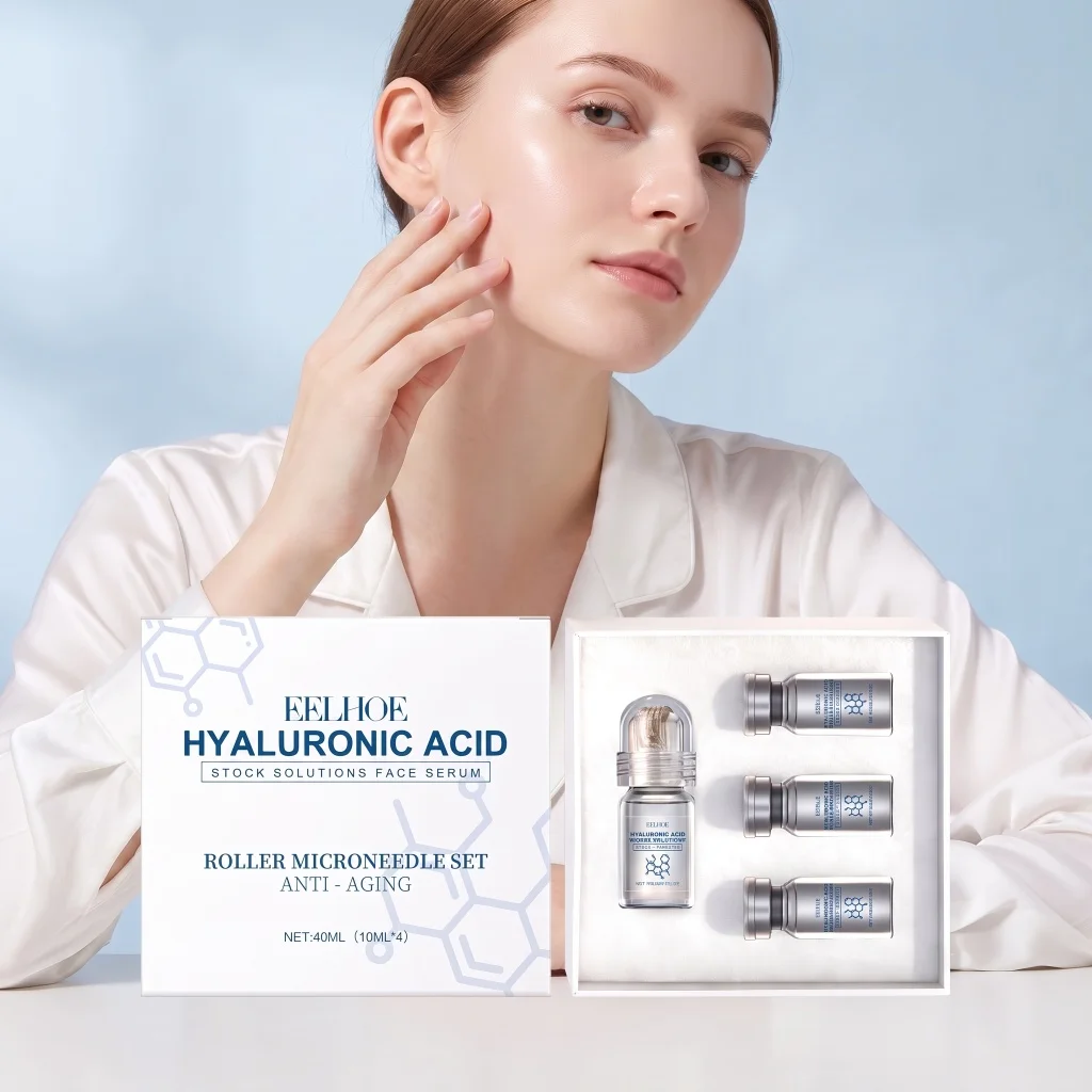 Hyaluronic Acid 0.25mm Microneedle Serum Set Deep Hydration Boost Essence Absorption Smooth Texture Ampoule Facial Skincare