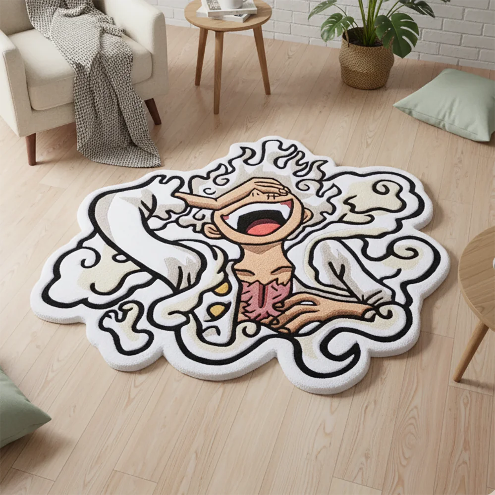 One Piece Luffy Gear 5 Nika Anime Rug Kawaii Manga Cartoon Carpet Non Slip Floor Mat Otaku Decor Aesthetic Bedroom Gift