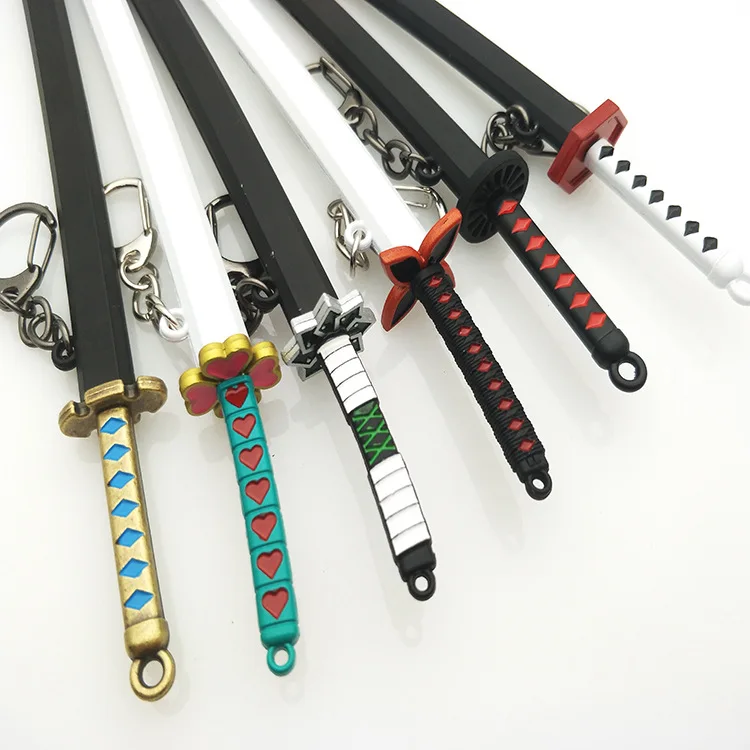 6.7inch Metal Demon Slayer Katana Anime Kimetsu No Yaiba Tanjirou Ninja Knife Real Japanese Katana Mini Samurai Sabre Toy Gift