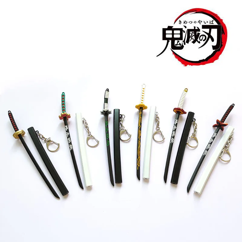 6.7inch Metal Demon Slayer Katana Anime Kimetsu No Yaiba Tanjirou Ninja Knife Real Japanese Katana Mini Samurai Sabre Toy Gift