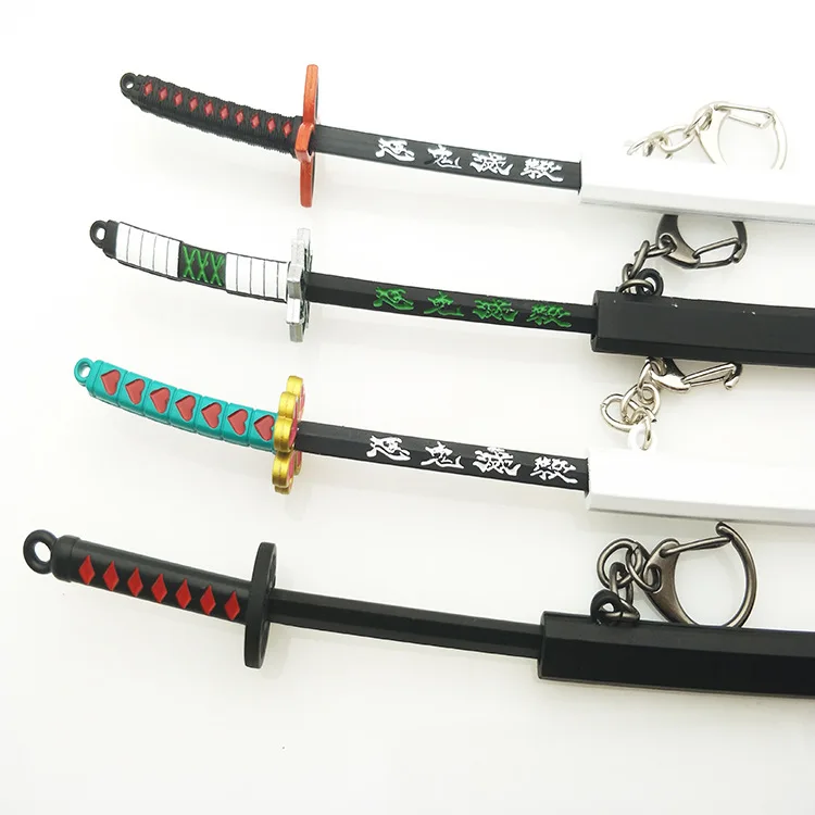 6.7inch Metal Demon Slayer Katana Anime Kimetsu No Yaiba Tanjirou Ninja Knife Real Japanese Katana Mini Samurai Sabre Toy Gift