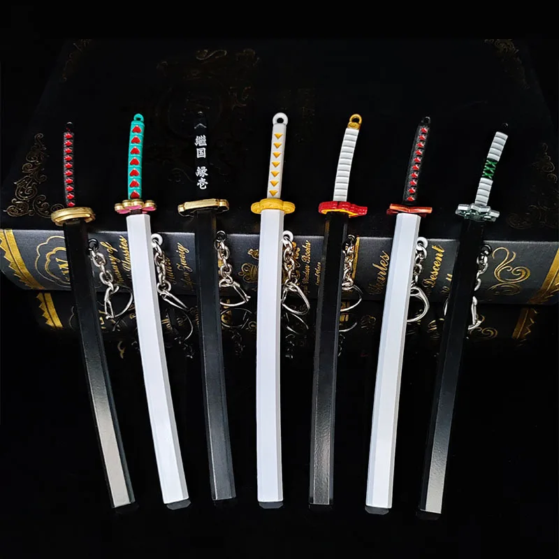 6.7inch Metal Demon Slayer Katana Anime Kimetsu No Yaiba Tanjirou Ninja Knife Real Japanese Katana Mini Samurai Sabre Toy Gift