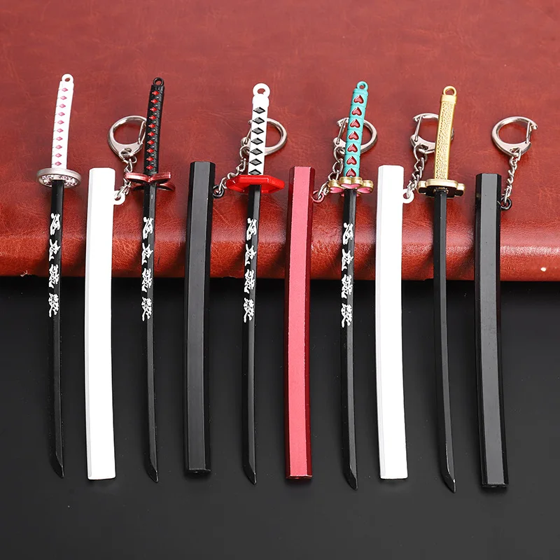 6.7inch Metal Demon Slayer Katana Anime Kimetsu No Yaiba Tanjirou Ninja Knife Real Japanese Katana Mini Samurai Sabre Toy Gift