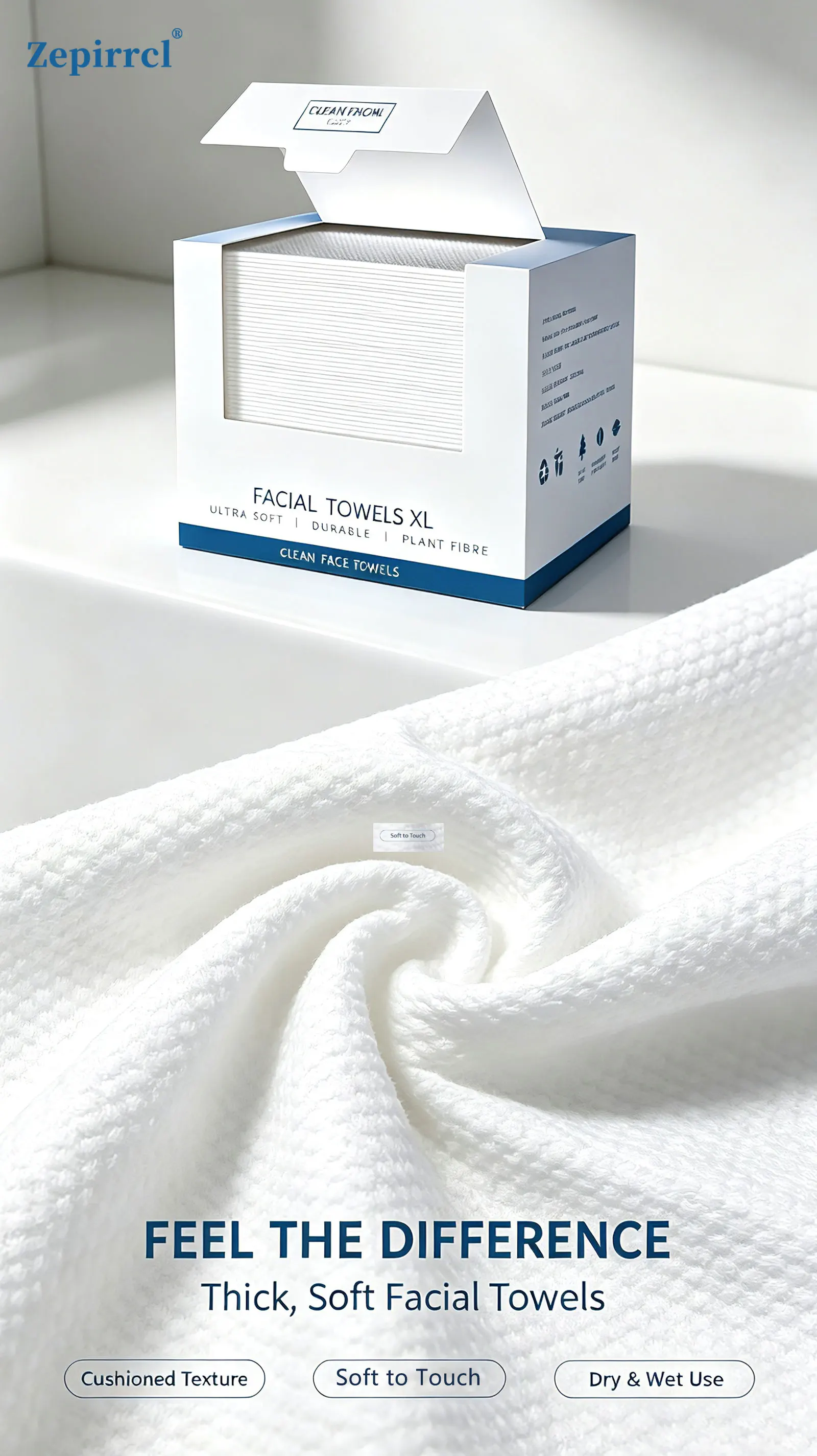 26*30cm Box of Disposable Face Towels, Thickened and Large Size, for Cleansing the Skin, Suitable for All Skin Types, Unisex, 40 Wipes/Box