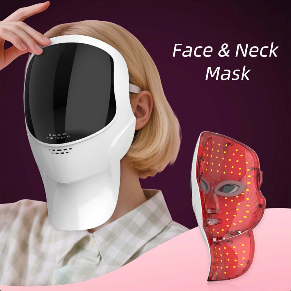 7 Colors Face Mask and Neck LED Therapy Anti Aging Wrinkle Acne Pore Oil Control Skin Tighten Whitening Anti Acne Face Lifting
