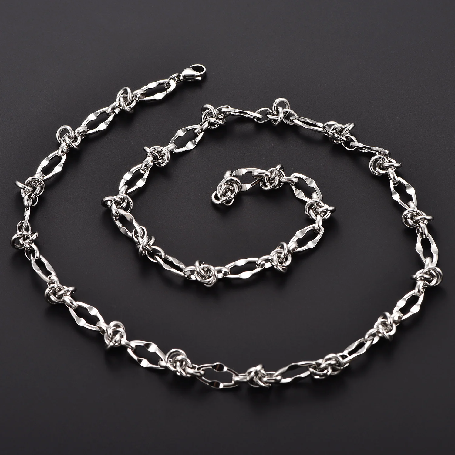 8MM Lip Knot Chain Stainless Steel Chunky Necklace Waterproof Handmade Link Punk Hiphop Geometric Men Choker Heavy Metal Jewelry