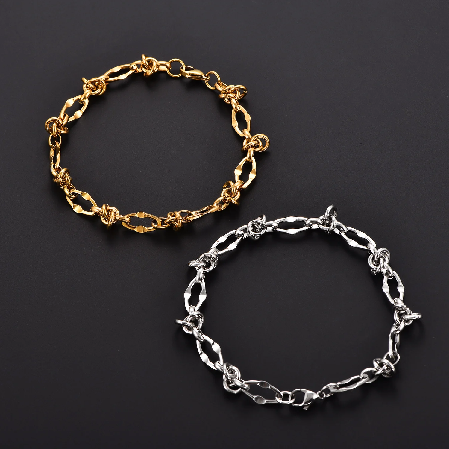 8MM Lip Knot Chain Stainless Steel Chunky Necklace Waterproof Handmade Link Punk Hiphop Geometric Men Choker Heavy Metal Jewelry