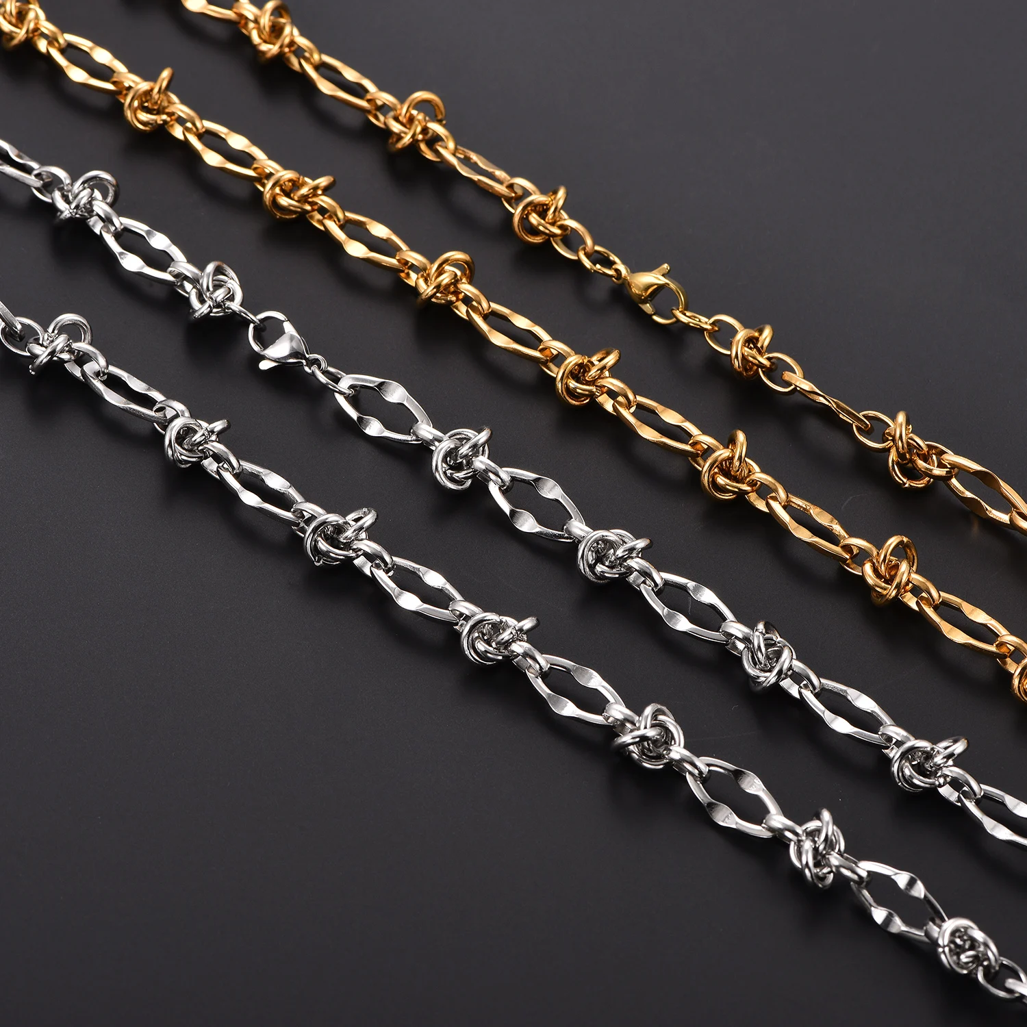 8MM Lip Knot Chain Stainless Steel Chunky Necklace Waterproof Handmade Link Punk Hiphop Geometric Men Choker Heavy Metal Jewelry