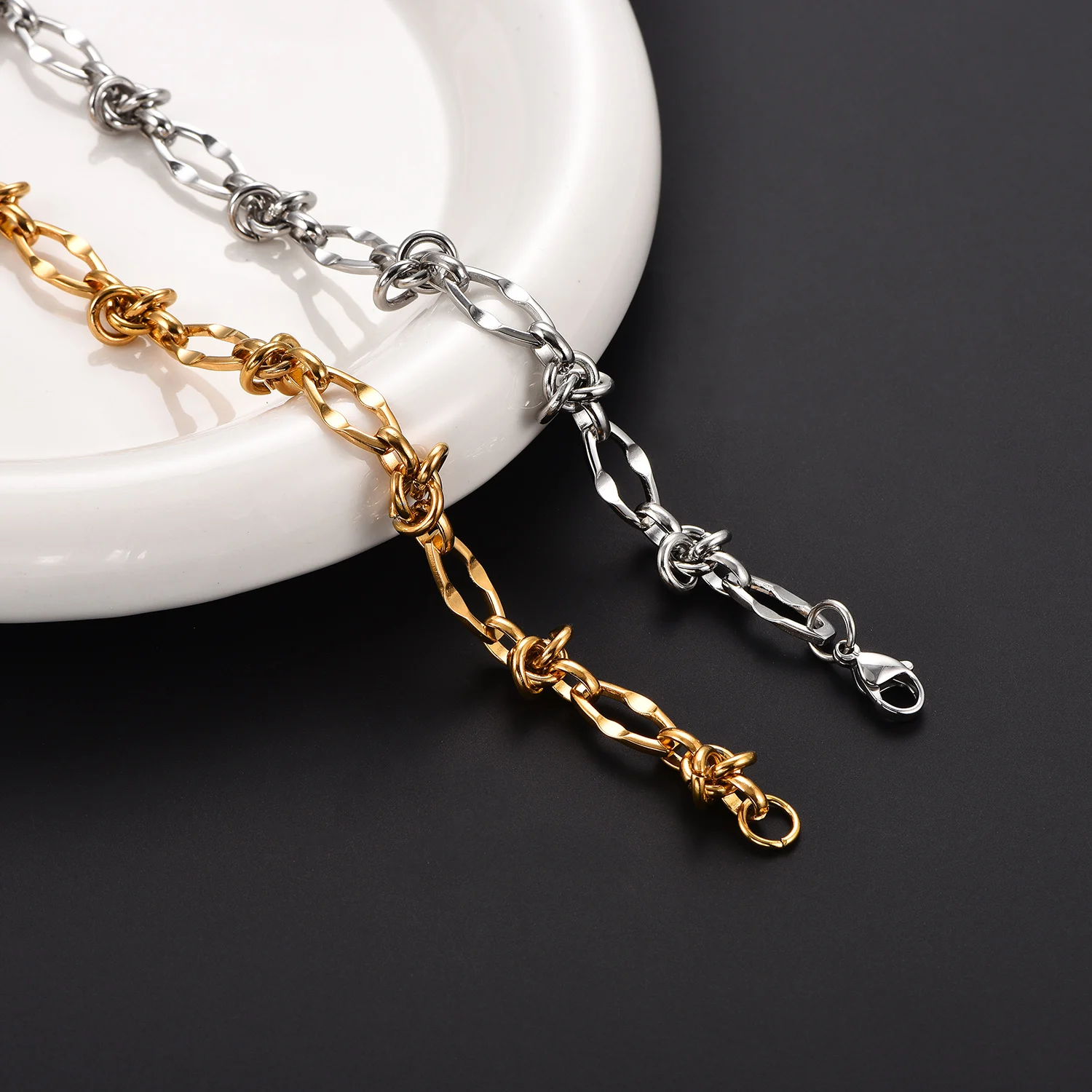 8MM Lip Knot Chain Stainless Steel Chunky Necklace Waterproof Handmade Link Punk Hiphop Geometric Men Choker Heavy Metal Jewelry