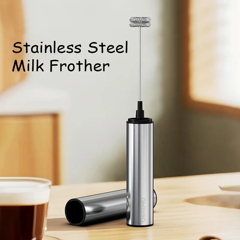 Rechargeable Stainless Steel Milk Frother 2 Speeds for Latte Cappuccino Espresso Home And Barista Use