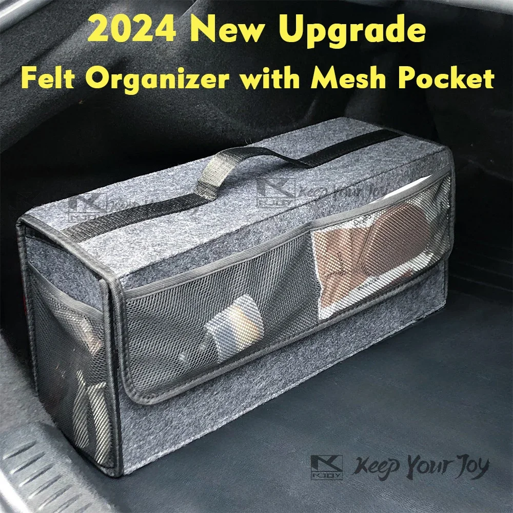 Upgraded with Add Net Bag Large Anti Slip Compartment Boot Storage Tool Car Storage Bag Car Trunk Felt Storage Box Accessories