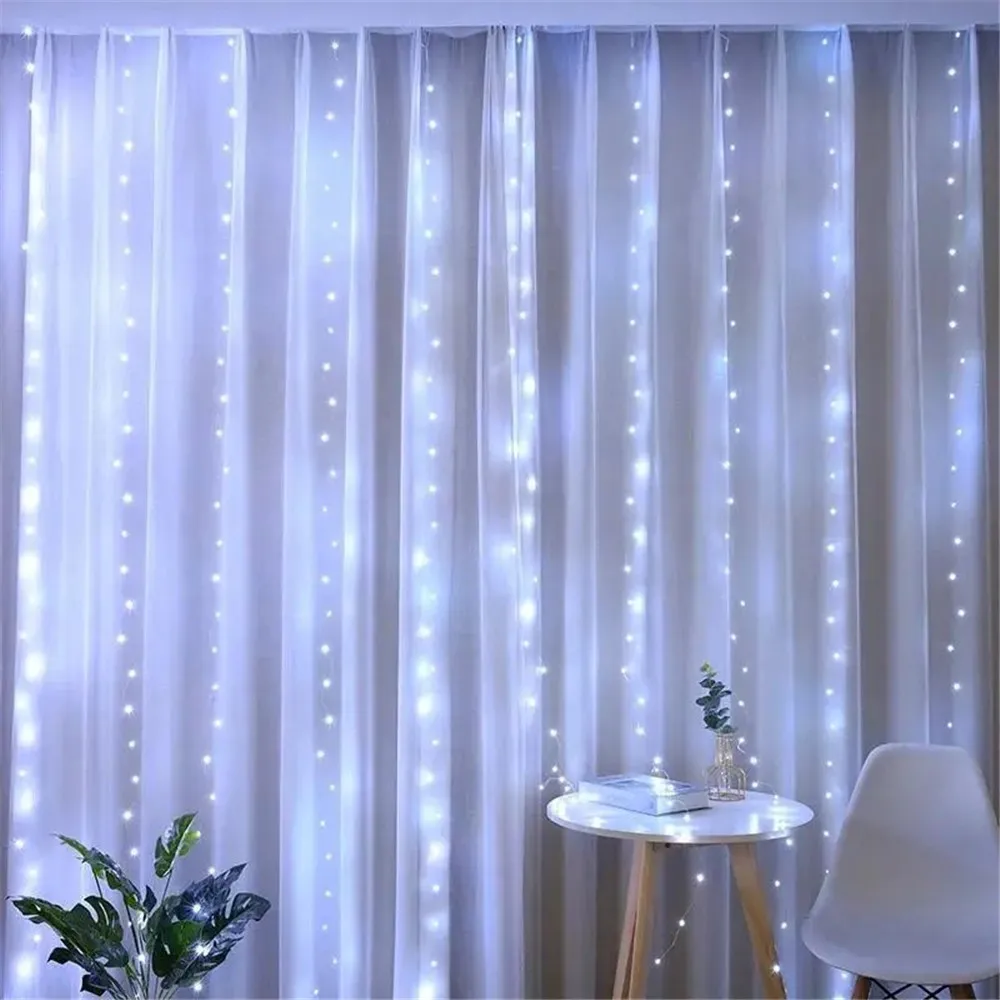 3/6M EID LED Curtain Light String Battery Power Wedding Bedroom Decor Ramadan Home Decoration 2026 Outdoor Lighting