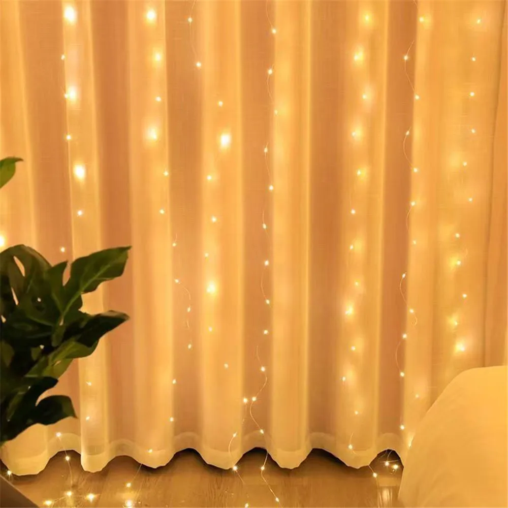 3/6M EID LED Curtain Light String Battery Power Wedding Bedroom Decor Ramadan Home Decoration 2026 Outdoor Lighting