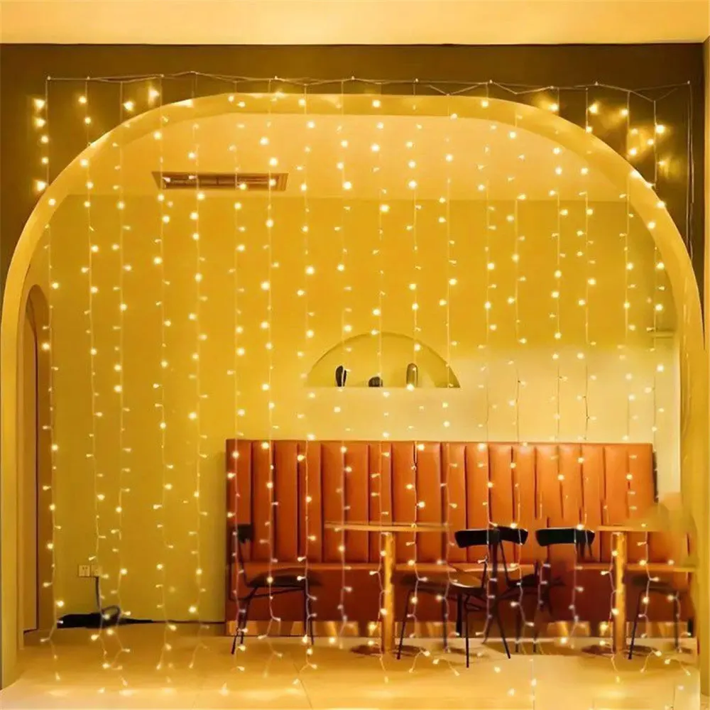 3/6M EID LED Curtain Light String Battery Power Wedding Bedroom Decor Ramadan Home Decoration 2026 Outdoor Lighting