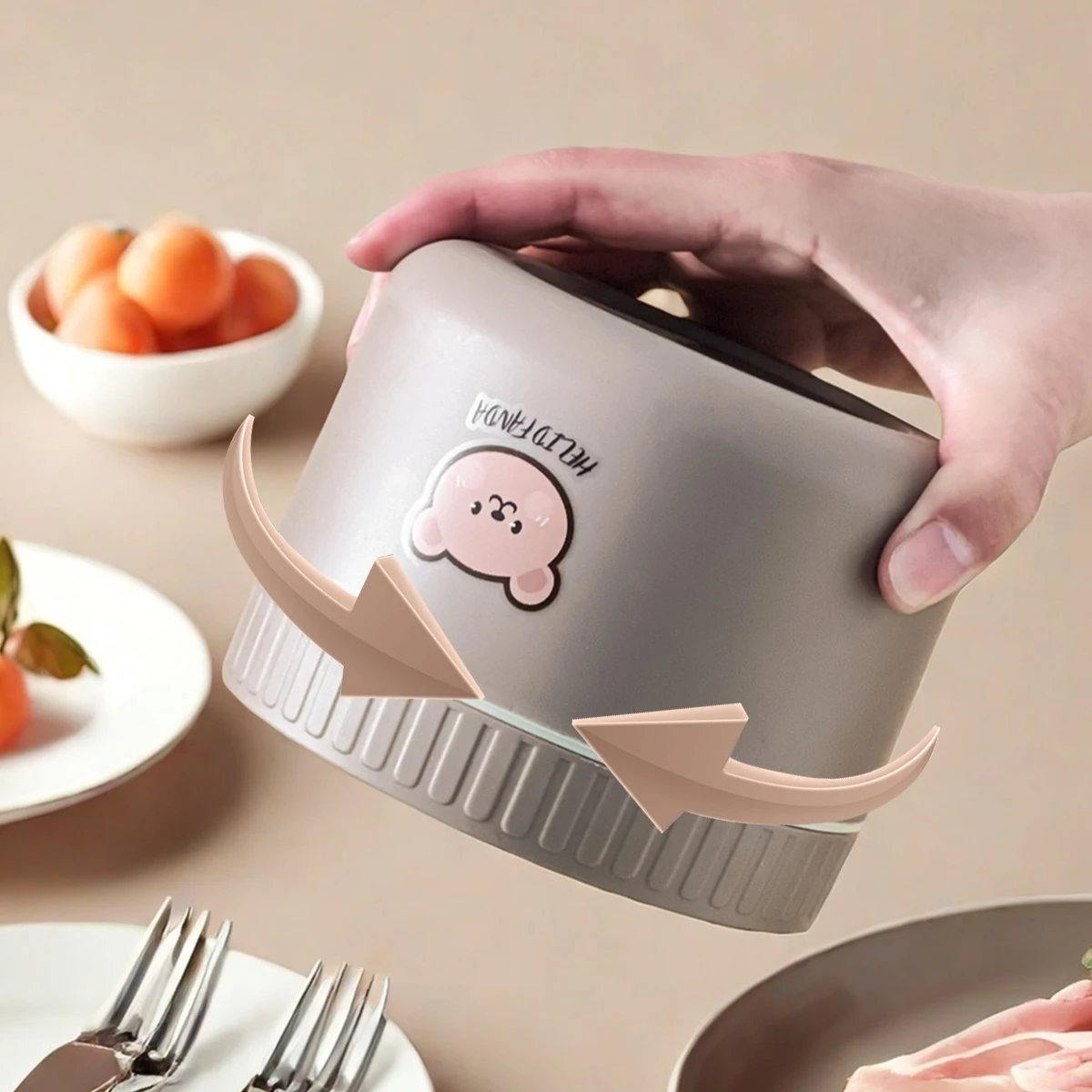 WORTHBUY Portable Cute Bear 304 Stainless Steel Insulated Bento Lunch Box Microwave Sealed Lunch Container For Kids Students
