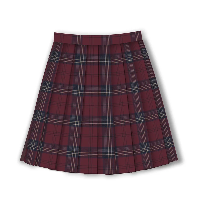 Cosplay School Uniform for Girls Japanese Students JK Uniform Short-sleeved shirt, Red Checked Skirts