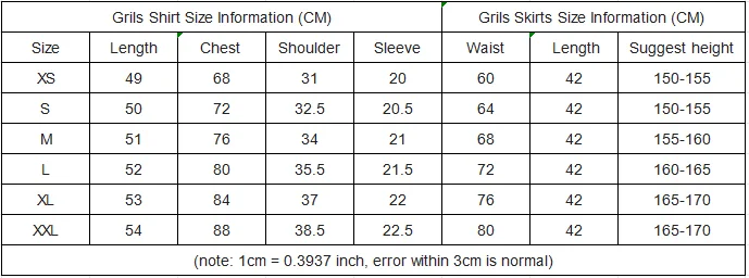 Cosplay School Uniform for Girls Japanese Students JK Uniform Short-sleeved shirt, Red Checked Skirts