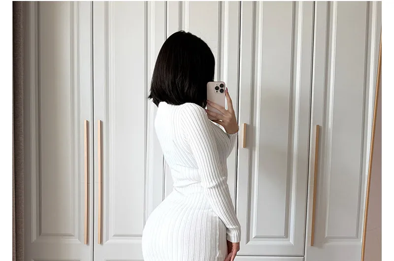 Women Transparent Sexy See Through Mini Dress Korean Outdoor Expose White Sheer Slim Fit Above Knee Longsleeve Crop Skirts