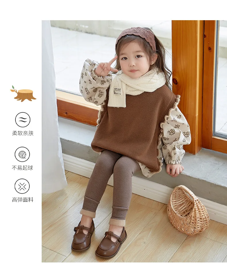 2027 Autumn Winter Baby Girls Pant Baby Cotton Warm Leggings Children's Velvet Pants Solid Trousers Kids Clothes Korean Style