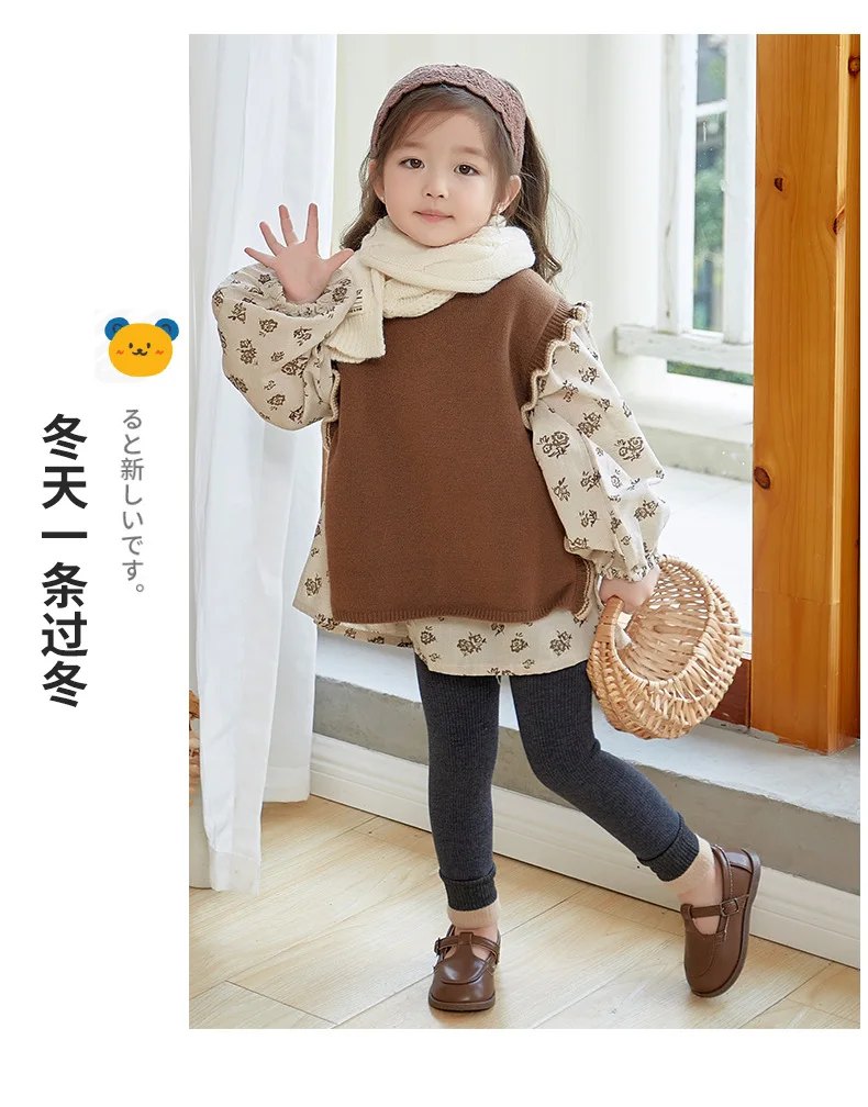 2027 Autumn Winter Baby Girls Pant Baby Cotton Warm Leggings Children's Velvet Pants Solid Trousers Kids Clothes Korean Style