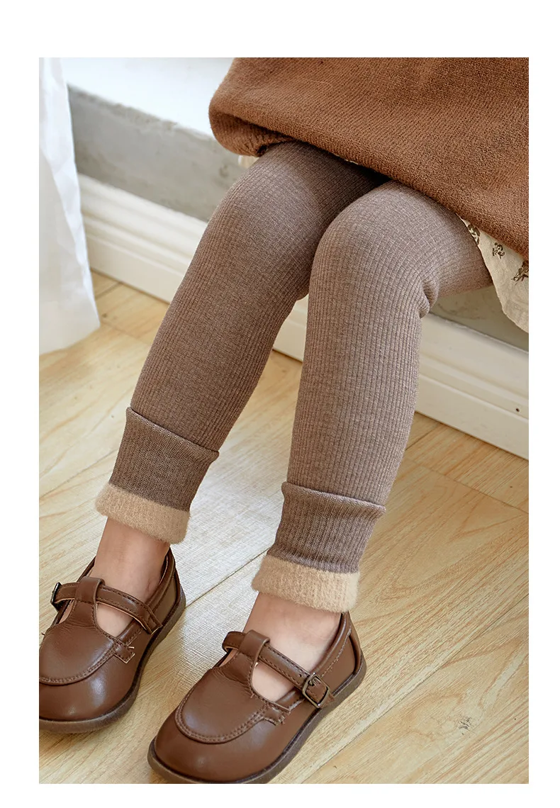 2027 Autumn Winter Baby Girls Pant Baby Cotton Warm Leggings Children's Velvet Pants Solid Trousers Kids Clothes Korean Style