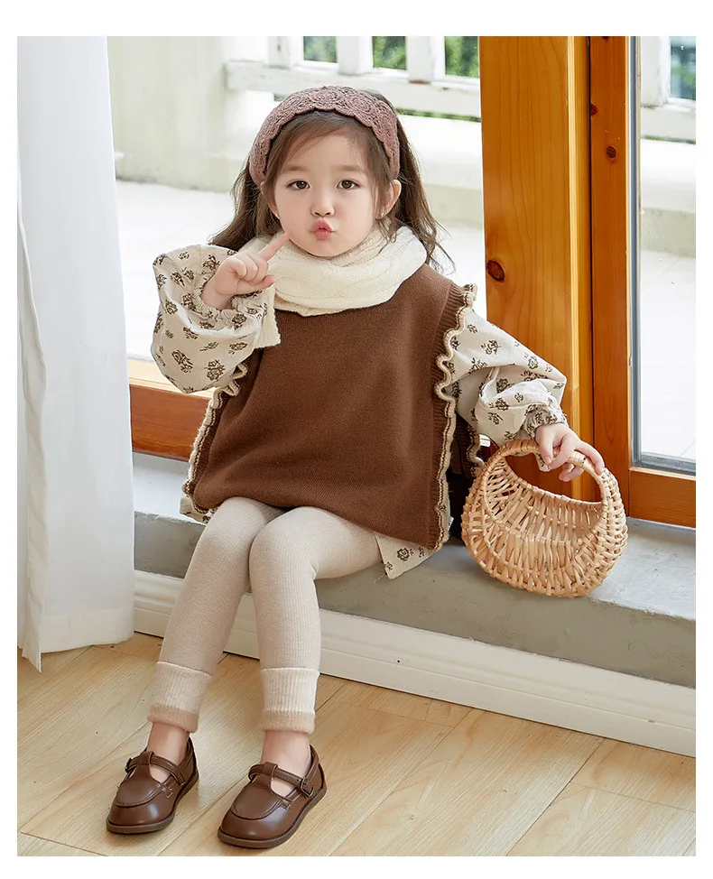 2027 Autumn Winter Baby Girls Pant Baby Cotton Warm Leggings Children's Velvet Pants Solid Trousers Kids Clothes Korean Style