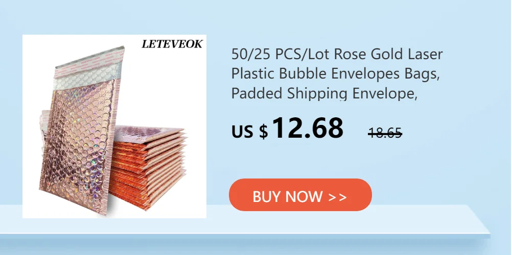 50Pcs Bubble Mailers Aluminized Foil Bags Laser Rainbow Shipping Envelope Self Seal Postal Bags Gift&Book Express Packaging Bags