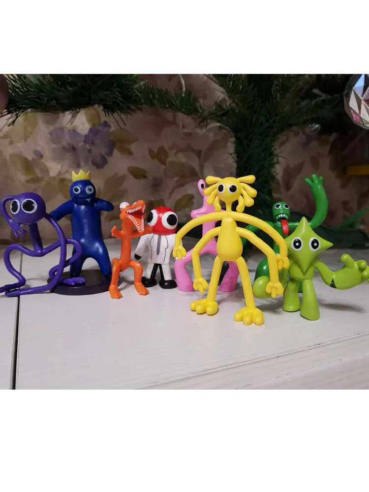 1 Set Rainbow Friends Anime Figure Cartoon Model Game Character Pink Blue Monster Statue Cake Ornaments Toys