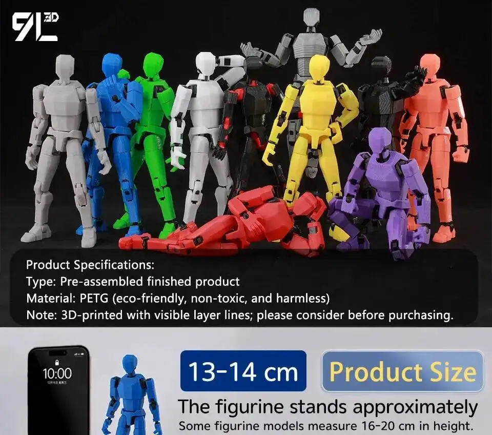 9L3D T 13 Action Figure Set Multi-Jointed Posable 3D Print Dummy 13 Robo Action Figures Lucky Collectors One Piece Desktop Decor