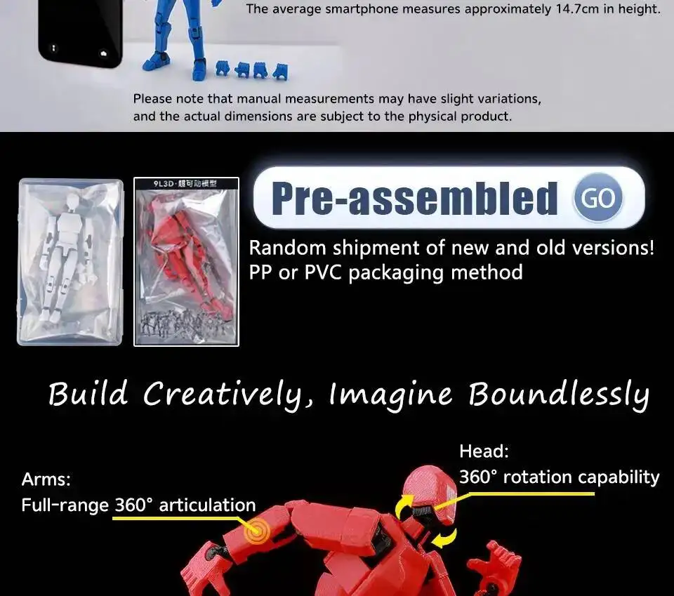 9L3D T 13 Action Figure Set Multi-Jointed Posable 3D Print Dummy 13 Robo Action Figures Lucky Collectors One Piece Desktop Decor