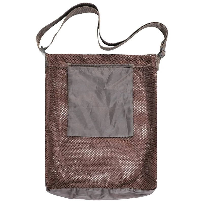43*40cm Outdoor Camping Mushroom Picking Mesh Pouches Portable Mutifunction Brown Foraging Bag Kids Beach Toys Storage Organizer