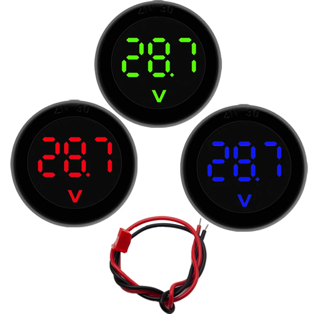DC5-100V Digital Voltmeter LED Digital Display Circular Voltmeter Car Voltage Current Meter Volt Detector Tester Monitor Panel