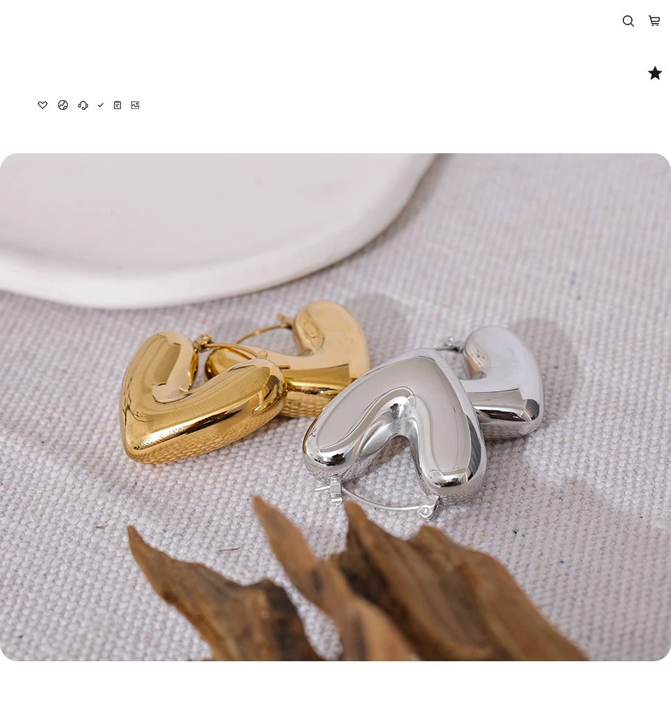 Yhpup Fat Fashion Stainless Steel Heart Chunky Hoop Earrings Charm Metal Texture Rust Proof Versatile Jewelry