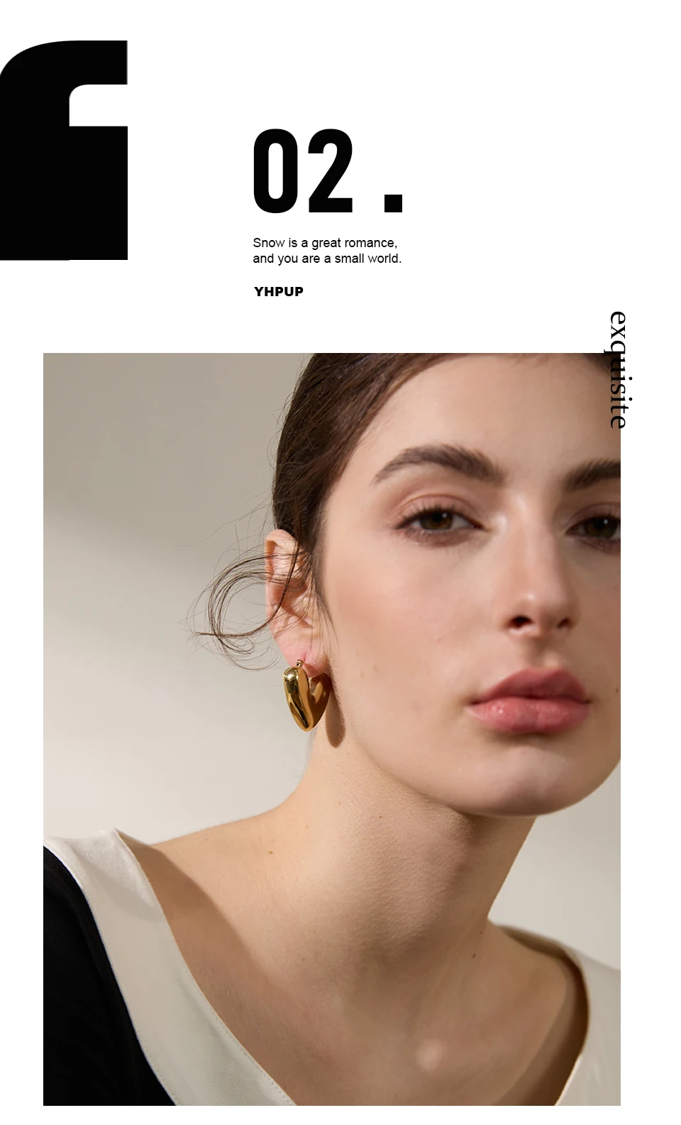 Yhpup Fat Fashion Stainless Steel Heart Chunky Hoop Earrings Charm Metal Texture Rust Proof Versatile Jewelry