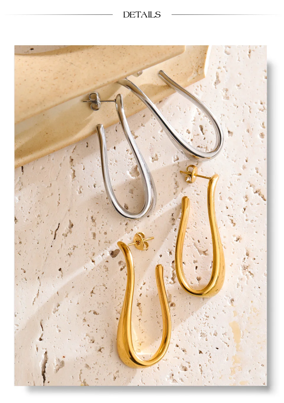 Yhpup 316L Stainless Steel Geometric Big Huggie Earrings for All Occasions Waterproof Simple Daily Casual Jewelry
